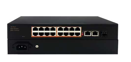 19-Port 10/100/1000M ETHERNET SWITCH RACKMOUNT 16Port 10/100M+2Port 10/100/1000M+1 Light SFP