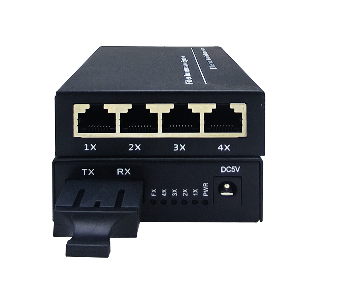 10/100M Fiber Converter 1 light 4 port