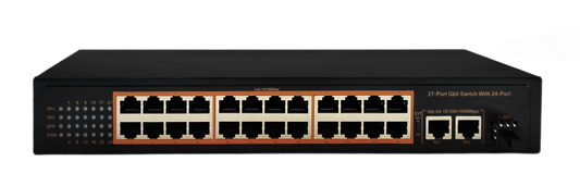 27-Port 10/100/1000M ETHERNET SWITCH 24Port 10/100M+2 10/100/1000M+1Light SFP